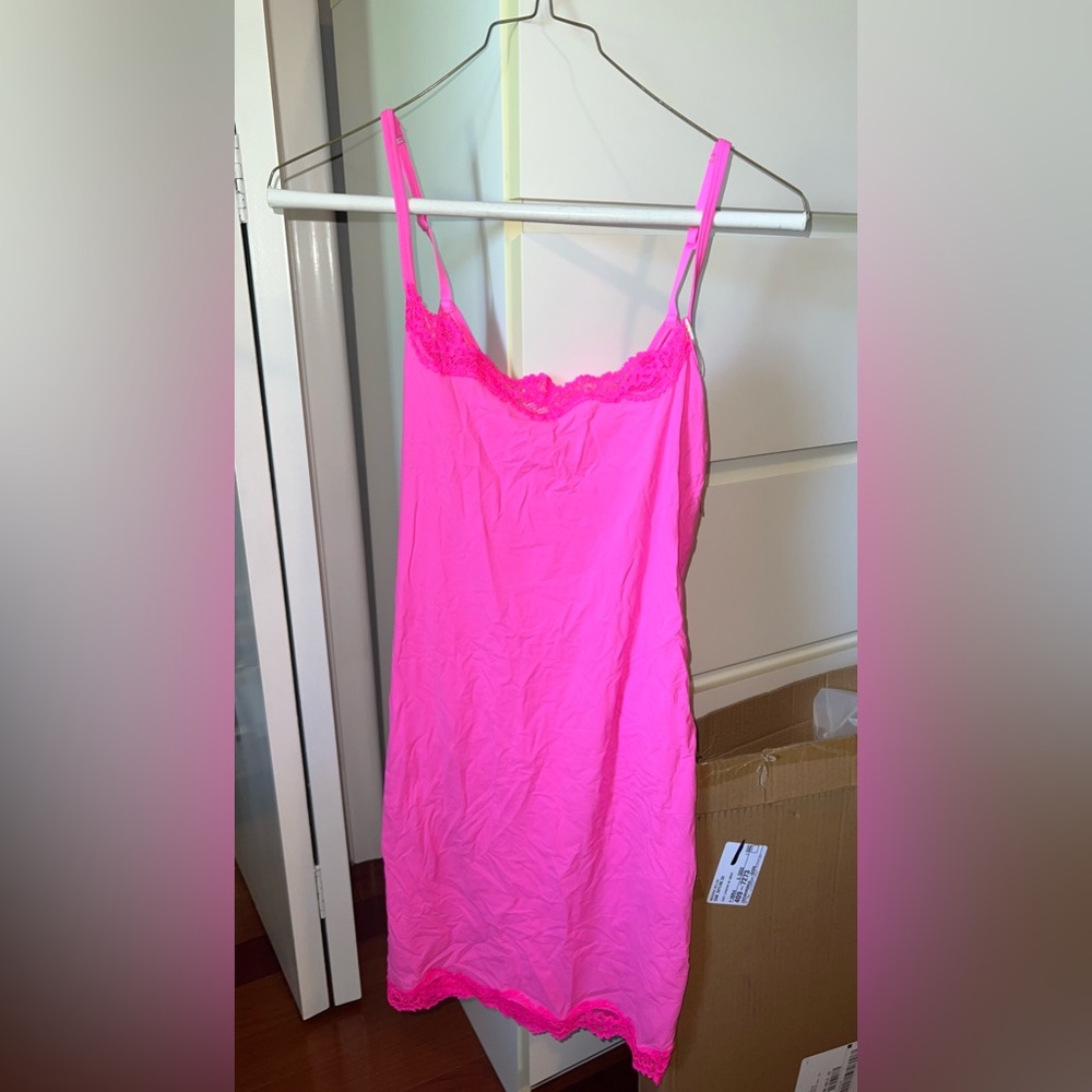 SKIMS Fits Everybody Hot Pink Slip Dress